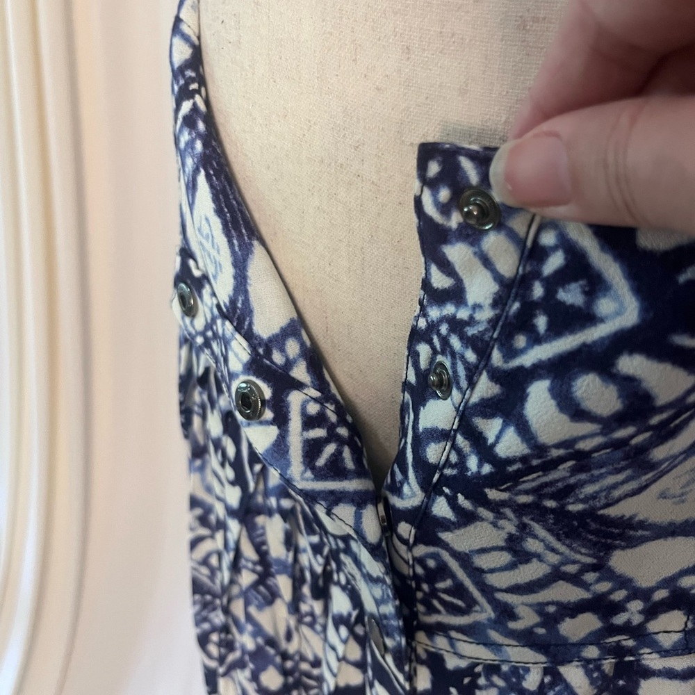 Free People Lovers Dream Batik Print Snap Front Midi Peasant Skirt - Picture 6 of 8